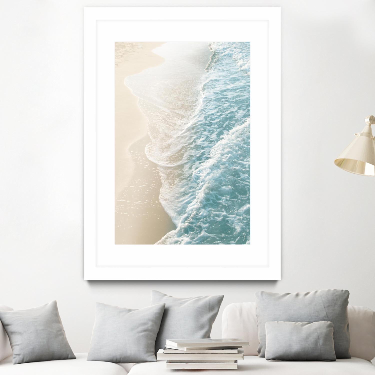 Soft Teal Gold Ocean Dream Waves #1  by Anita's & Bella's Art on GIANT ART - beige coastal sand