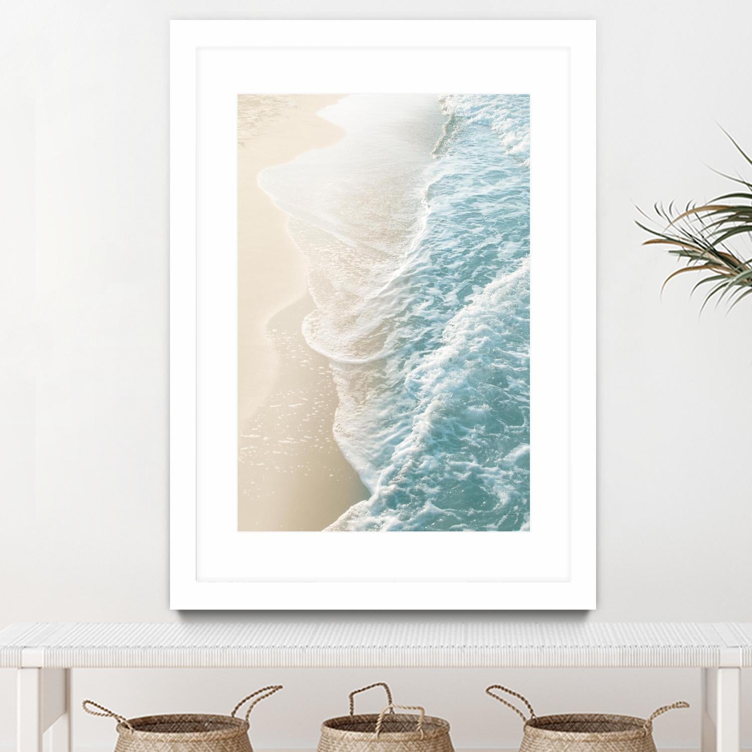 Soft Teal Gold Ocean Dream Waves #1  by Anita's & Bella's Art on GIANT ART - beige coastal sand