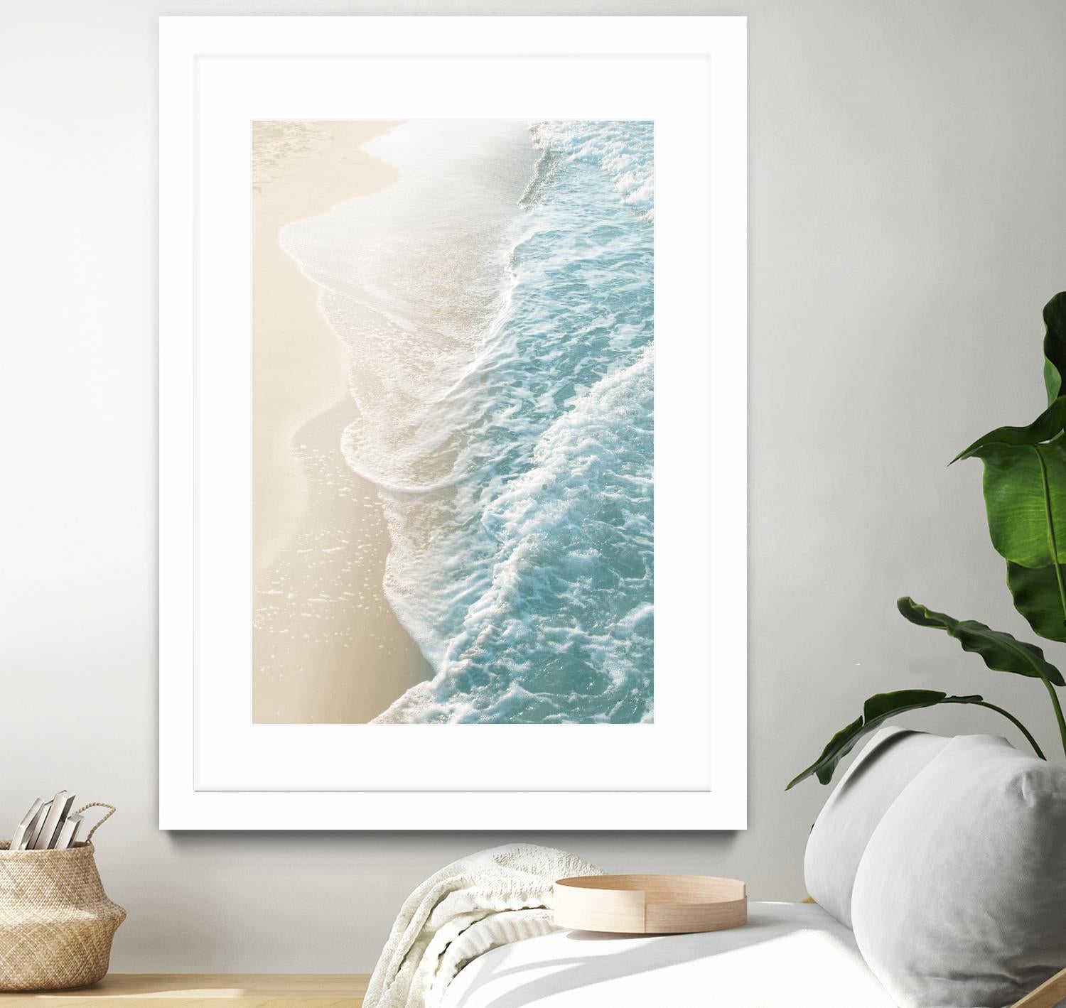 Soft Teal Gold Ocean Dream Waves #1  by Anita's & Bella's Art on GIANT ART - beige coastal sand