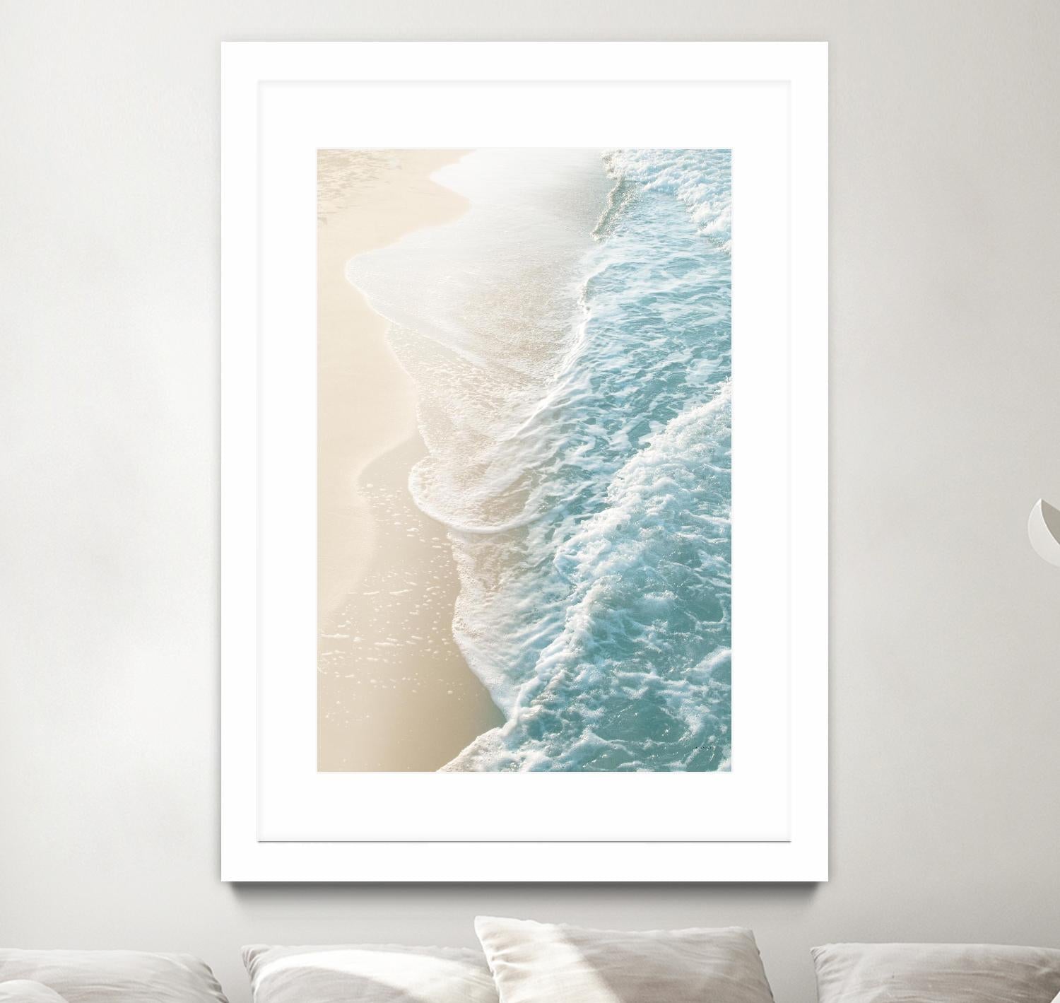 Soft Teal Gold Ocean Dream Waves #1  by Anita's & Bella's Art on GIANT ART - beige coastal sand