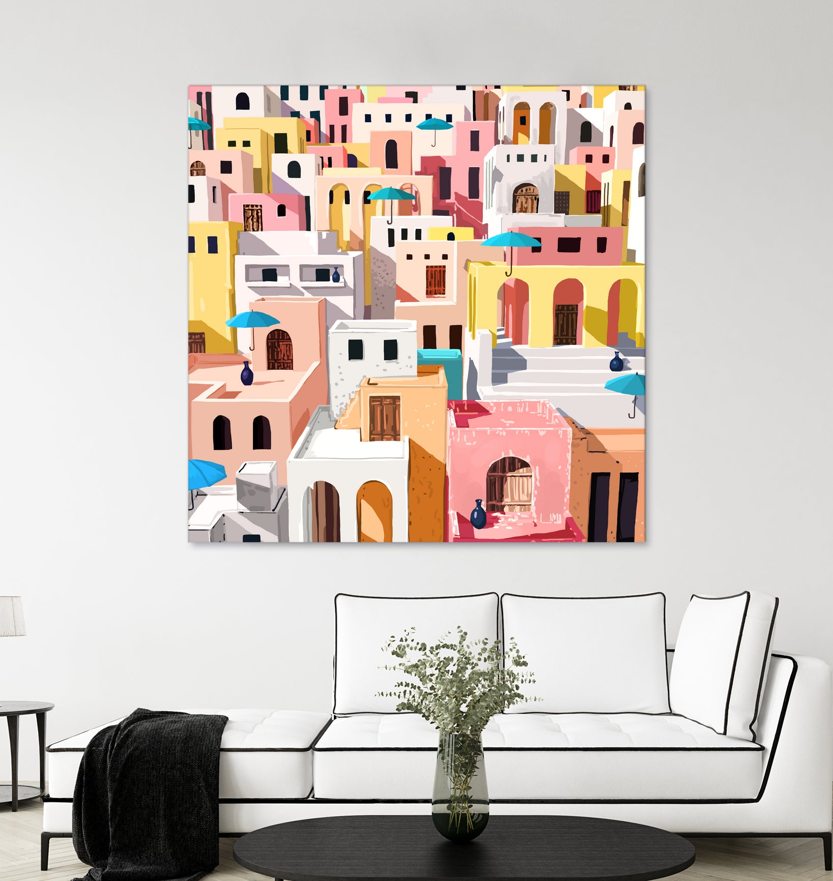 Pastel Cityscape by 83 Oranges on GIANT ART - pink digital greece