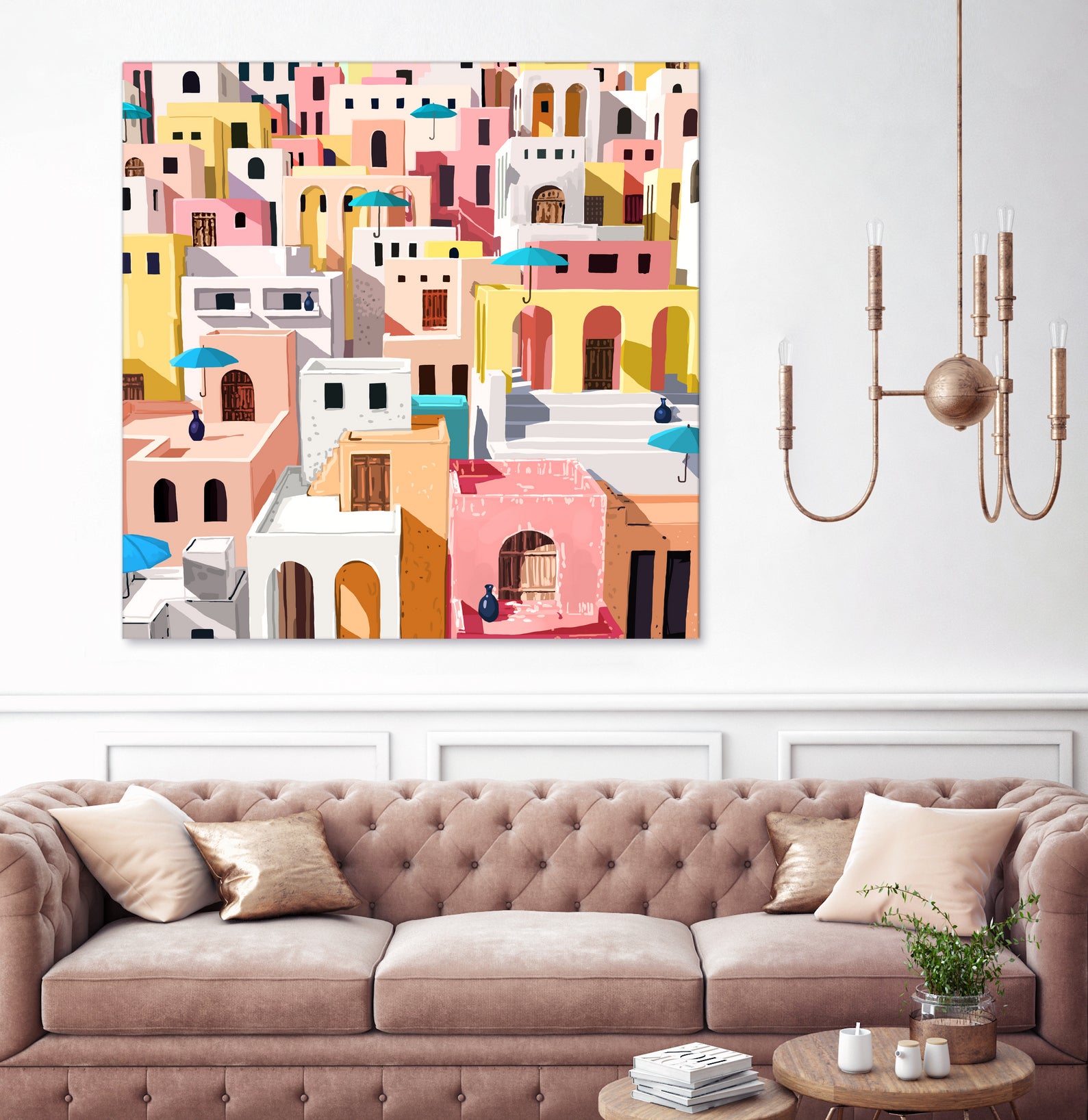 Pastel Cityscape by 83 Oranges on GIANT ART - pink digital greece