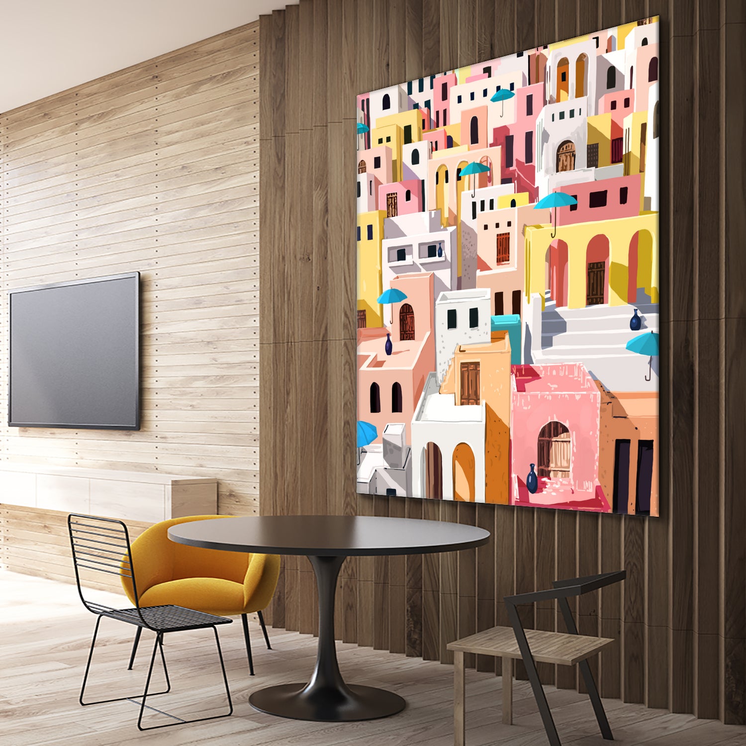 Pastel Cityscape by 83 Oranges on GIANT ART - pink digital greece