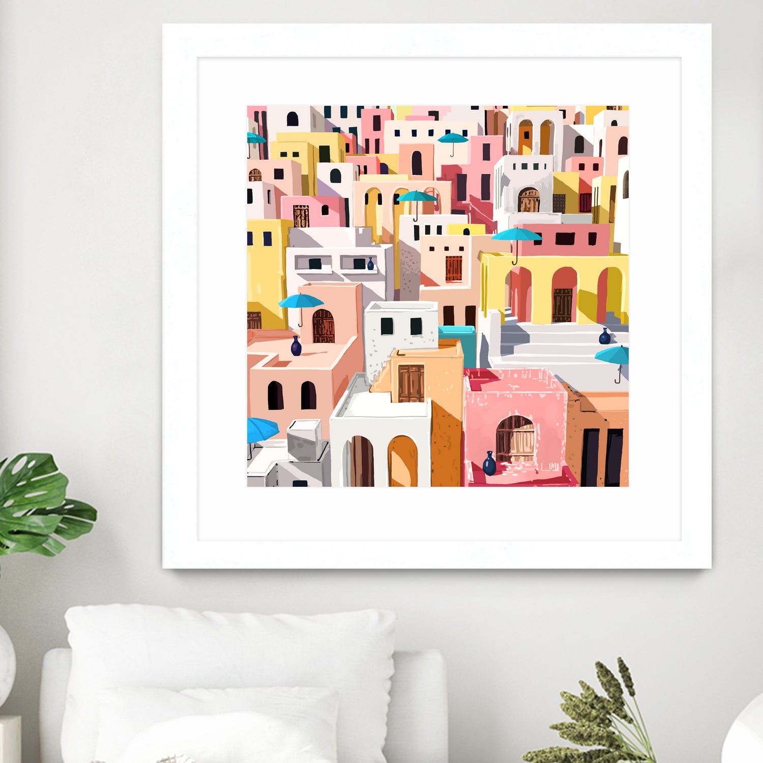 Pastel Cityscape by 83 Oranges on GIANT ART - pink digital greece