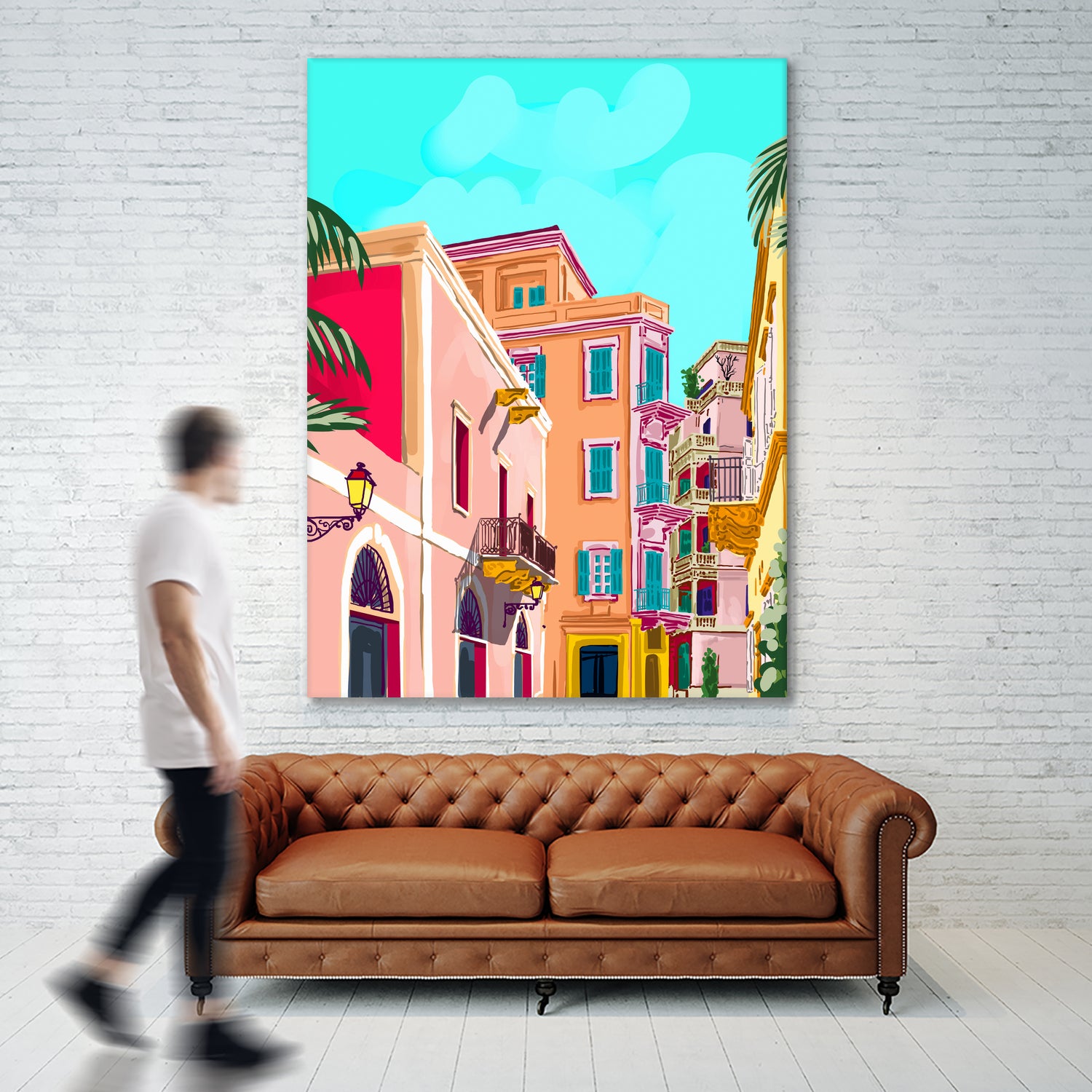 colorful houses by 83 Oranges on GIANT ART - pink landscape