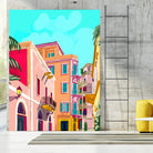 colorful houses by 83 Oranges on GIANT ART - pink landscape