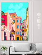 colorful houses by 83 Oranges on GIANT ART - pink landscape