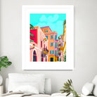 colorful houses by 83 Oranges on GIANT ART - pink landscape