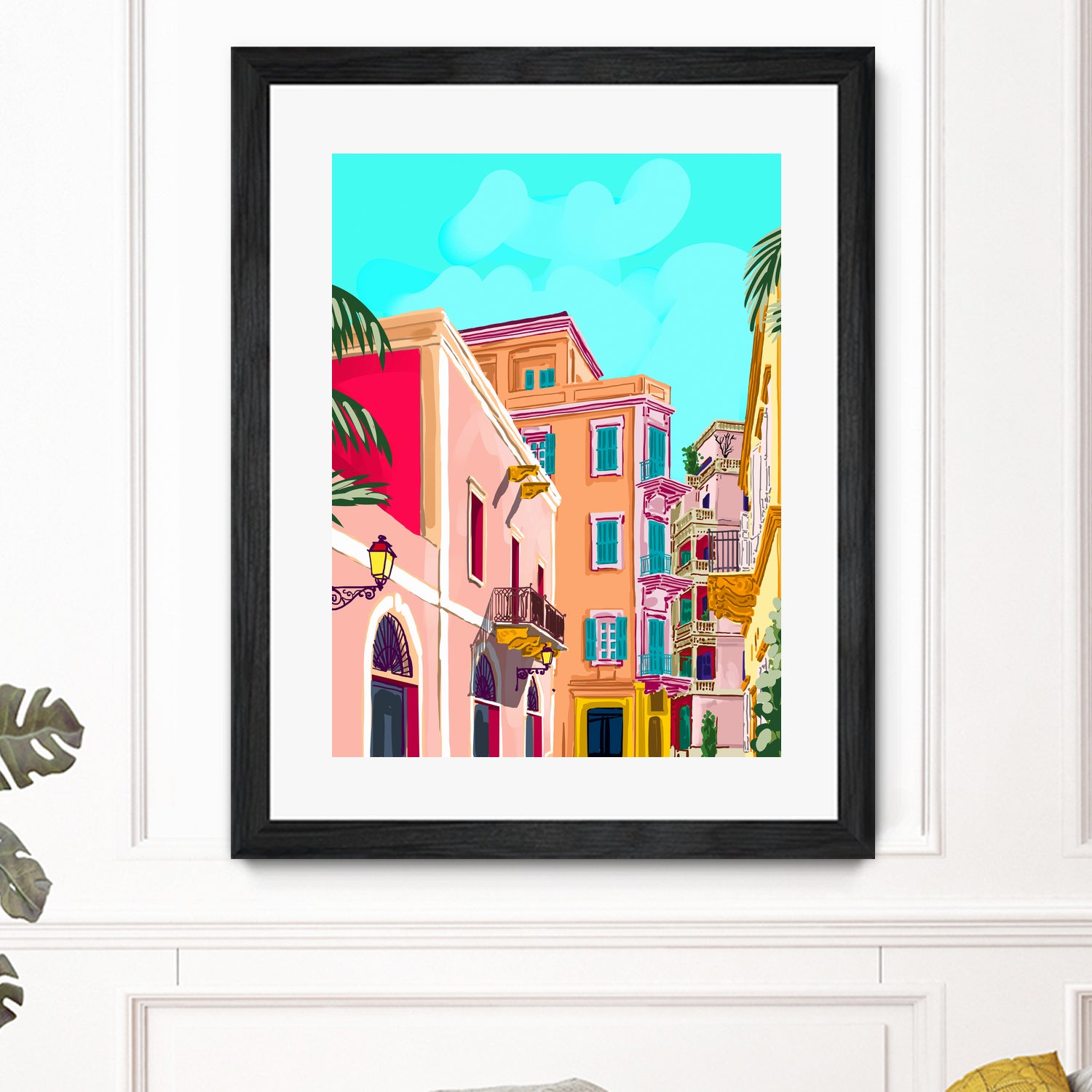 colorful houses by 83 Oranges on GIANT ART - pink landscape