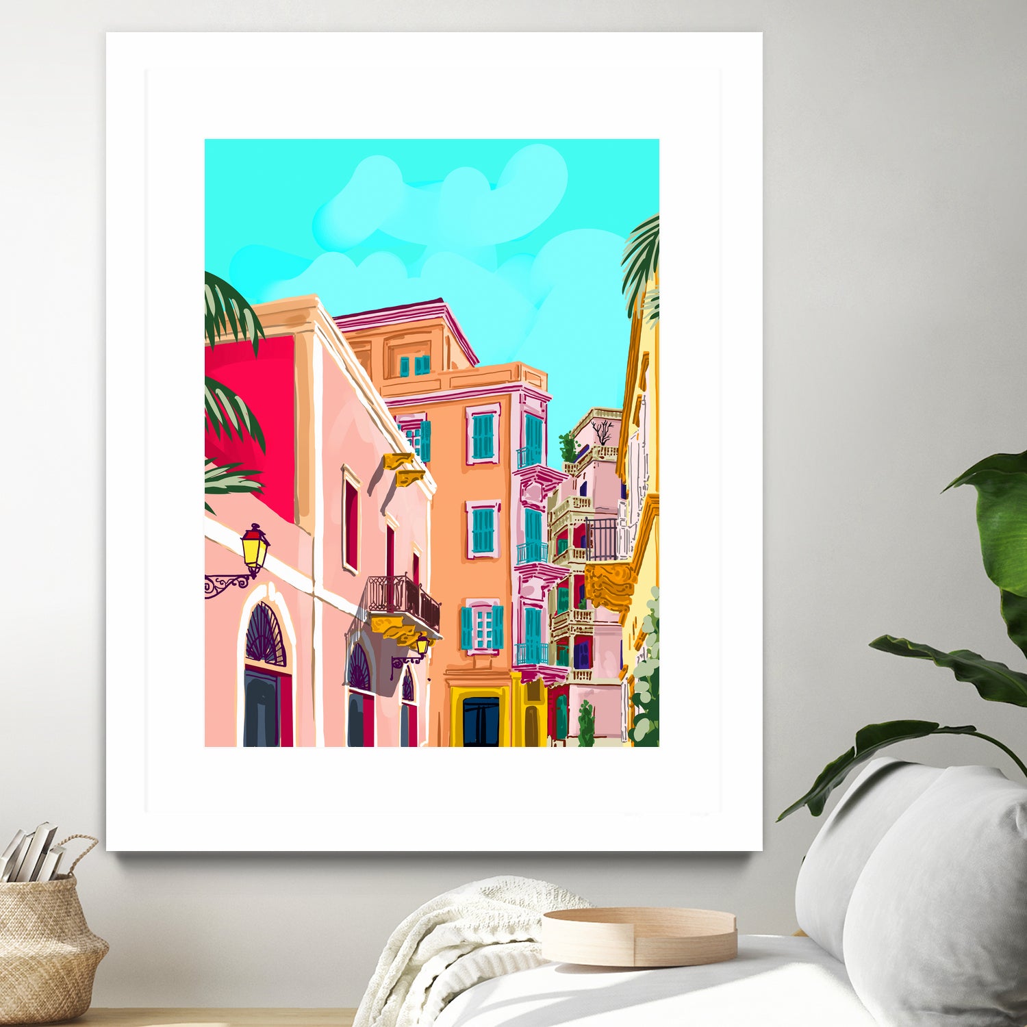 colorful houses by 83 Oranges on GIANT ART - pink landscape