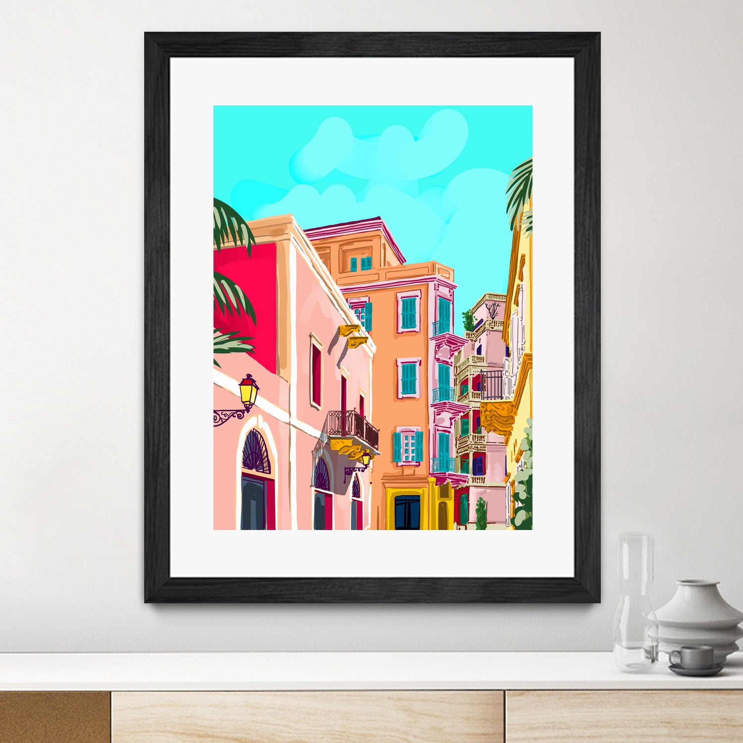 colorful houses by 83 Oranges on GIANT ART - pink landscape