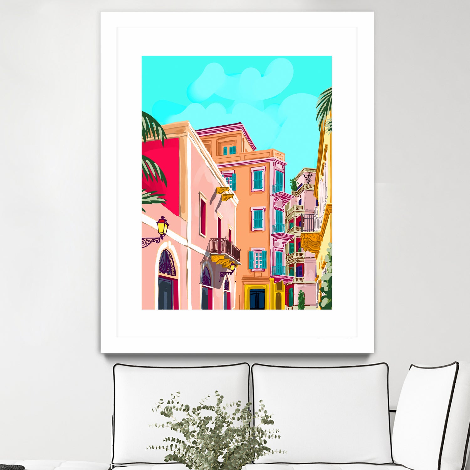 colorful houses by 83 Oranges on GIANT ART - pink landscape