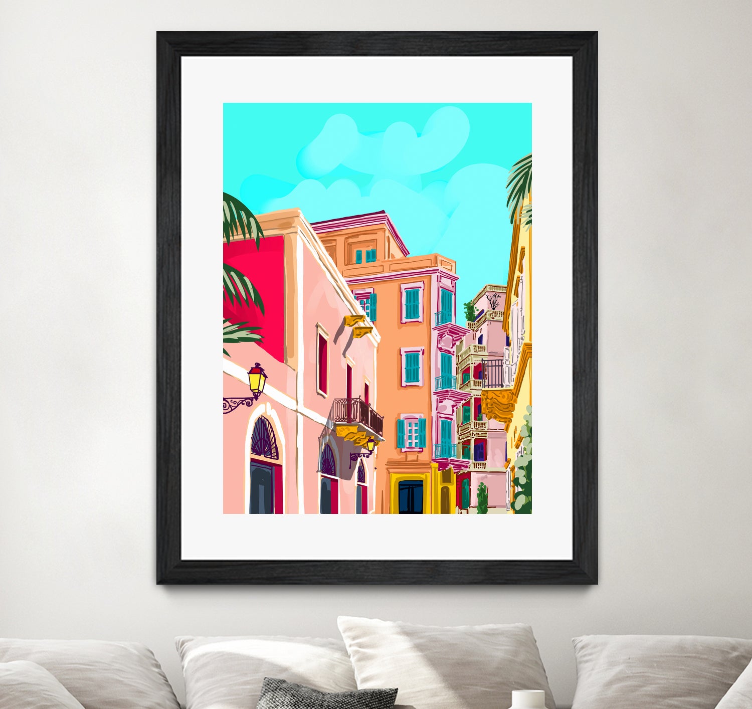 colorful houses by 83 Oranges on GIANT ART - pink landscape