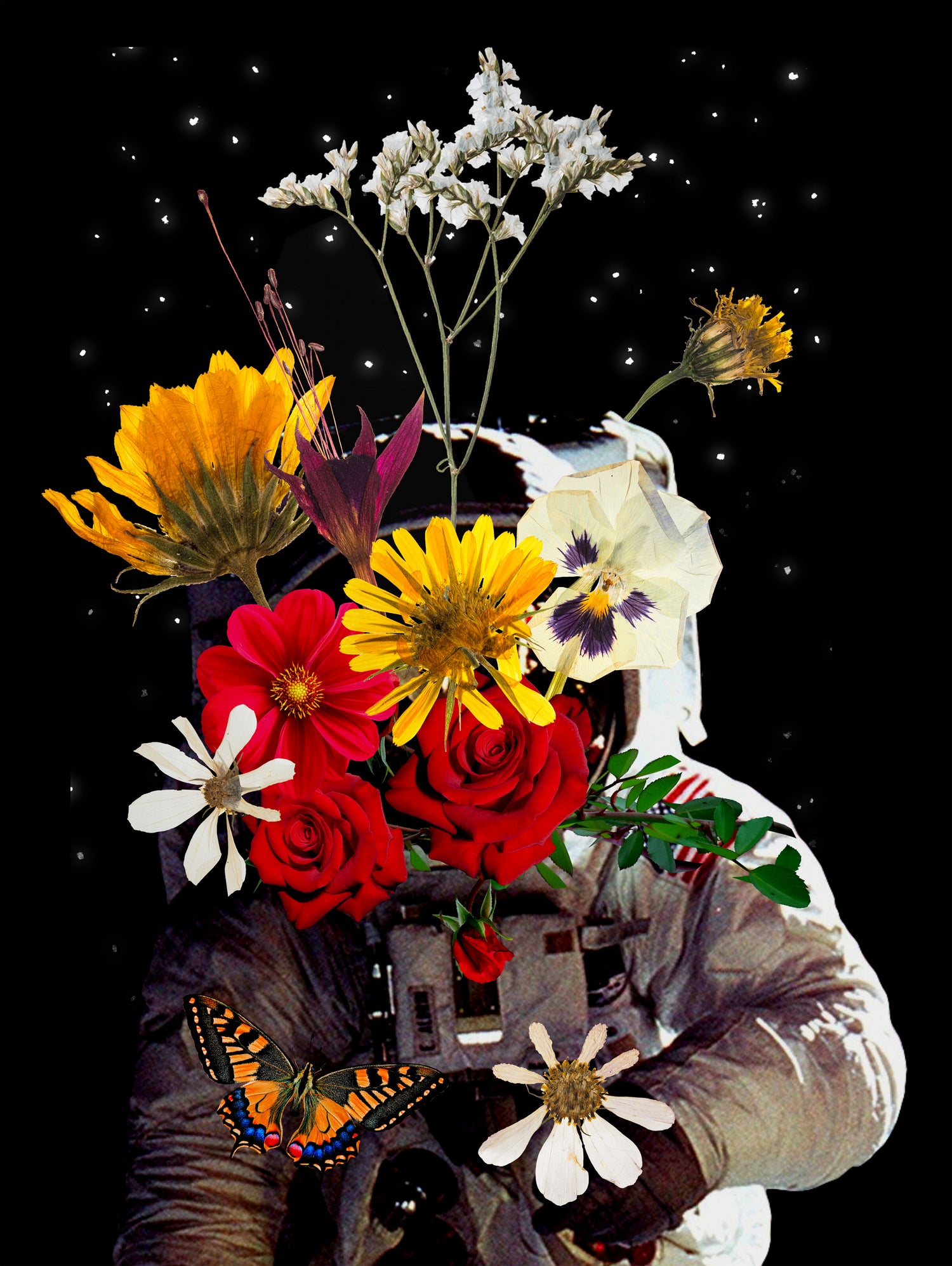 Astronaut with Flowers by Edson Ramos on GIANT ART