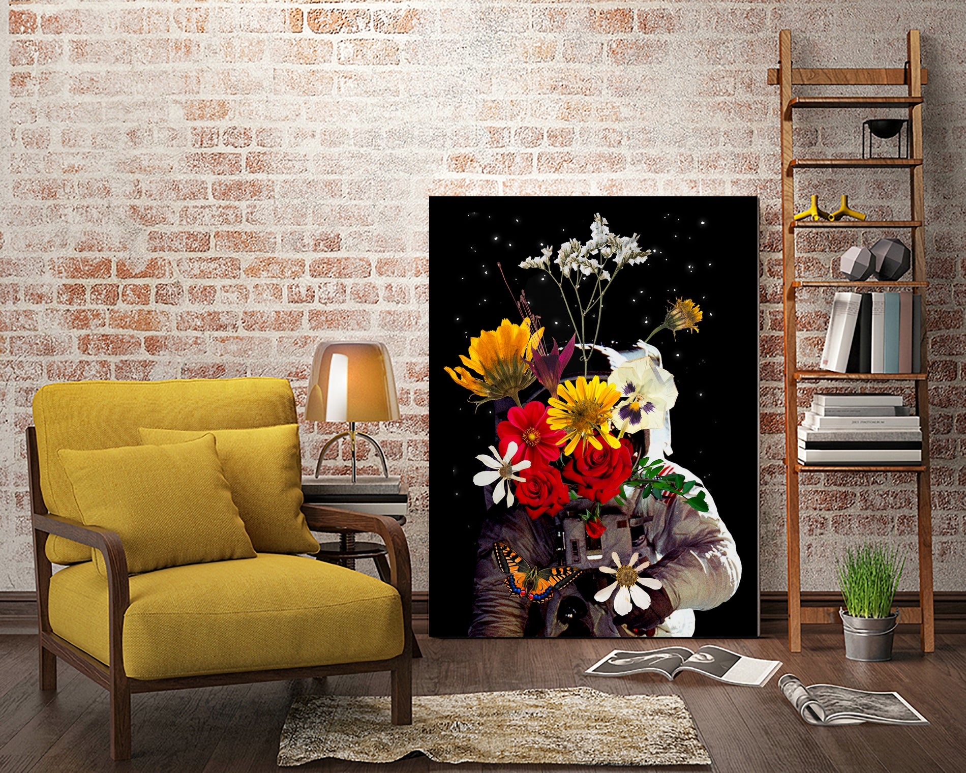 Astronaut with Flowers by Edson Ramos on GIANT ART