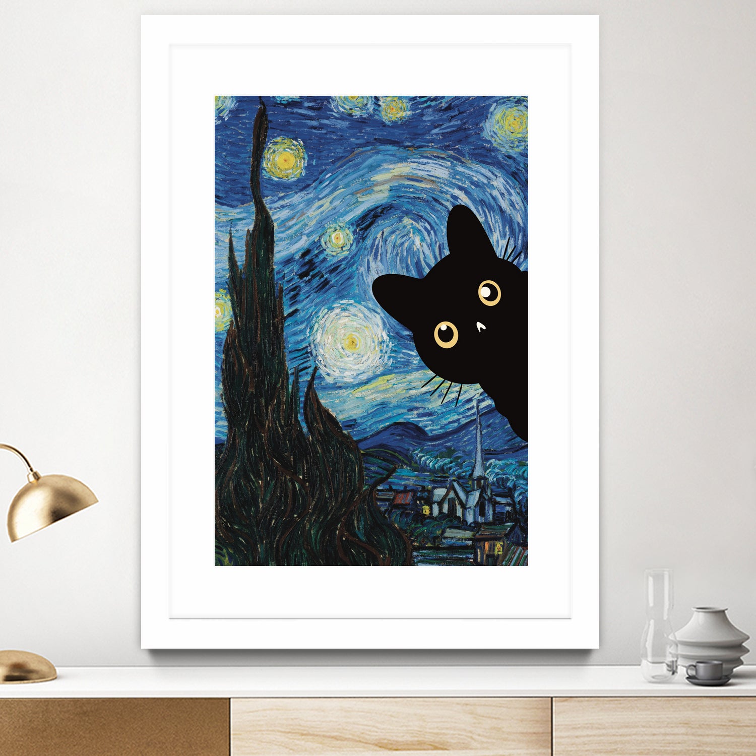 Starry Night Cat by Edson Ramos on GIANT ART