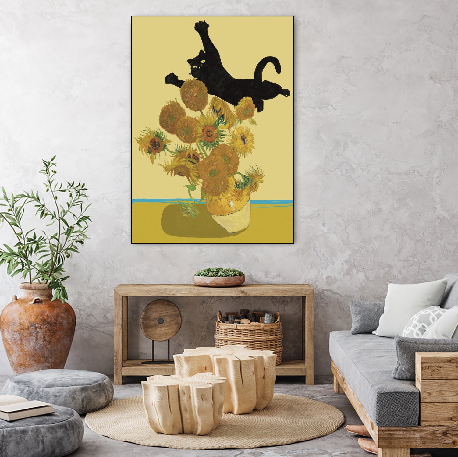 Cat in Sunflower by Edson Ramos on GIANT ART