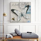 Lonely Butterfly White by David Loblaw on GIANT ART - white typography