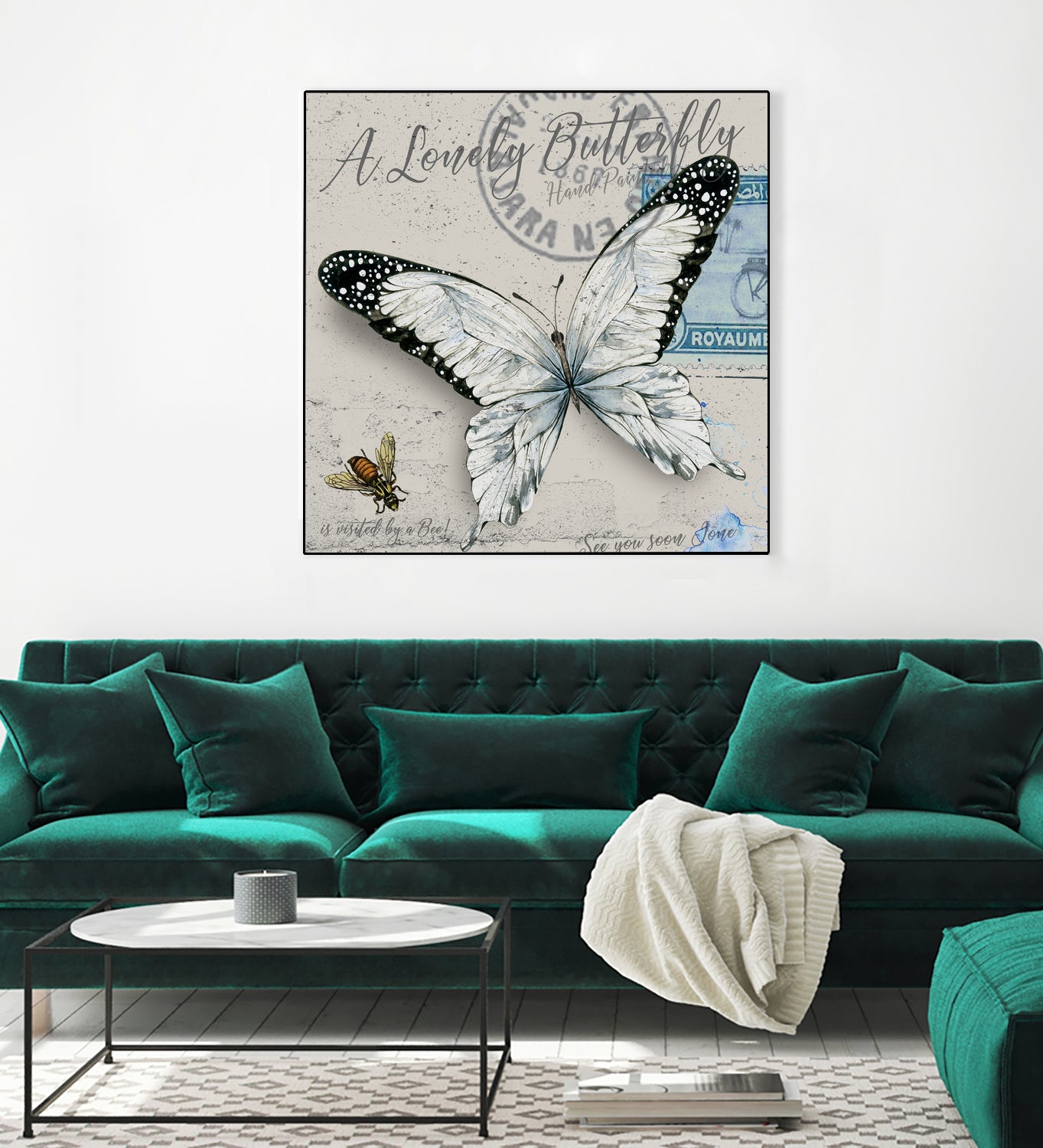 Lonely Butterfly White by David Loblaw on GIANT ART - white typography