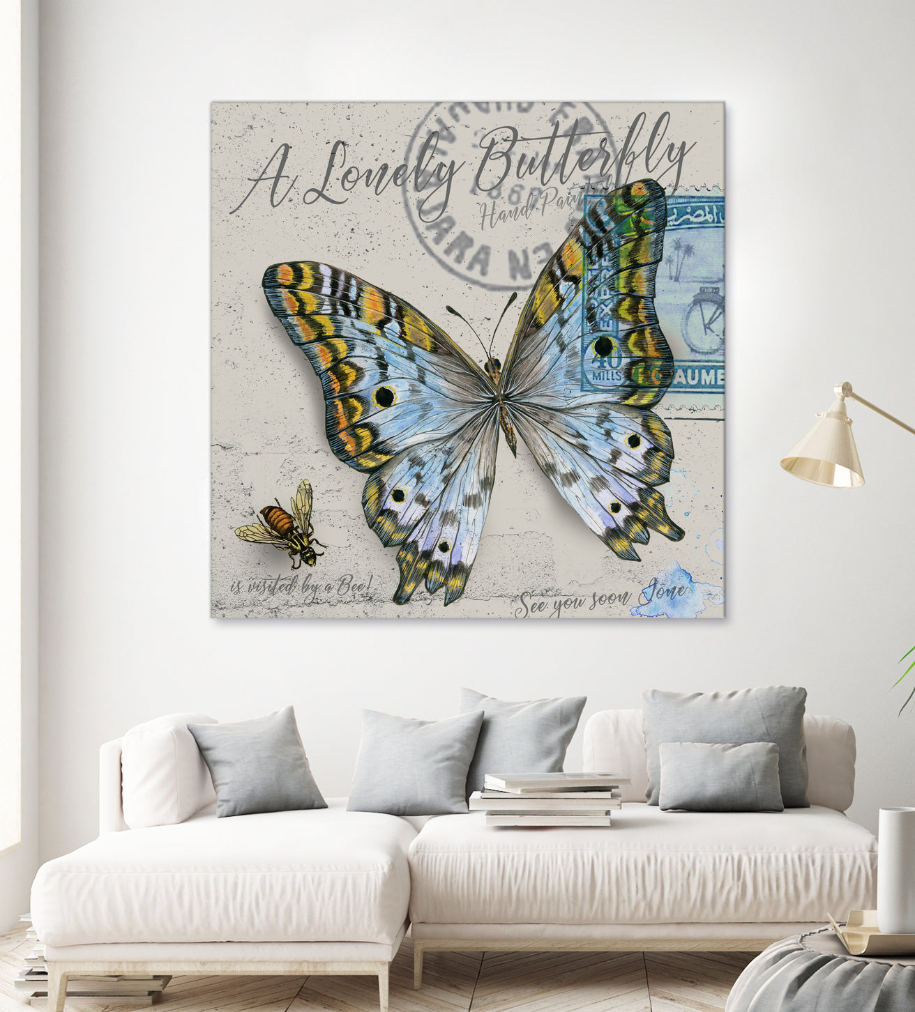 Lonely Butterfly Blue by David Loblaw on GIANT ART - blue photo illustration