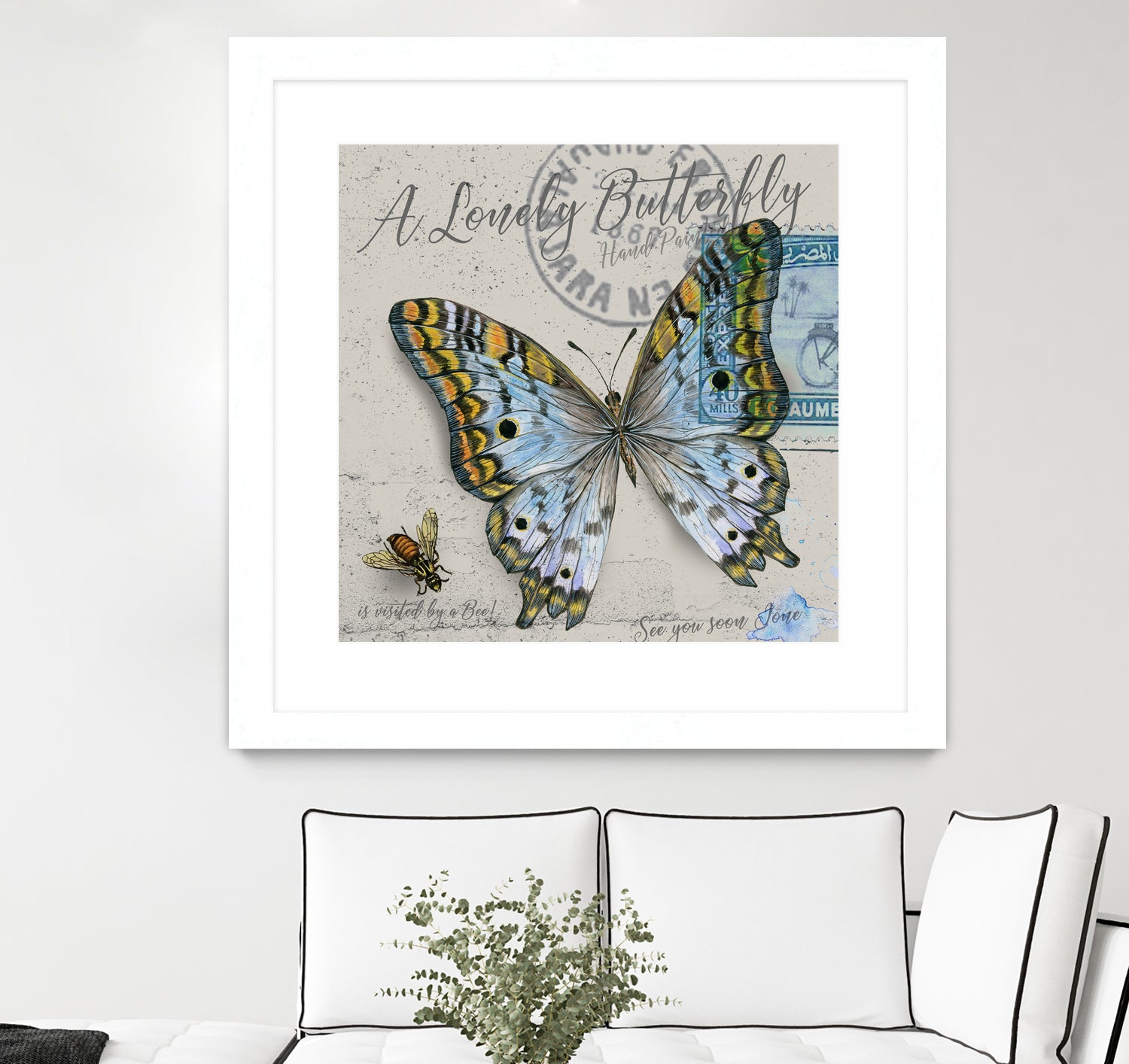 Lonely Butterfly Blue by David Loblaw on GIANT ART - blue photo illustration