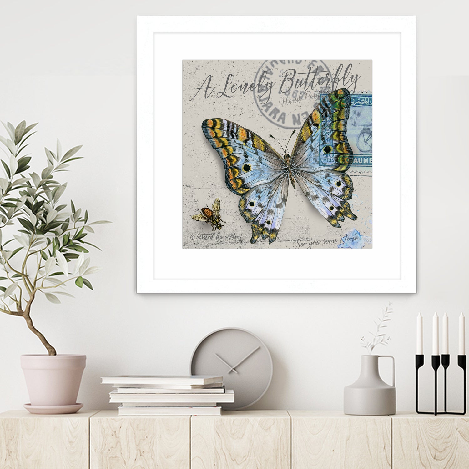 Lonely Butterfly Blue by David Loblaw on GIANT ART - blue photo illustration