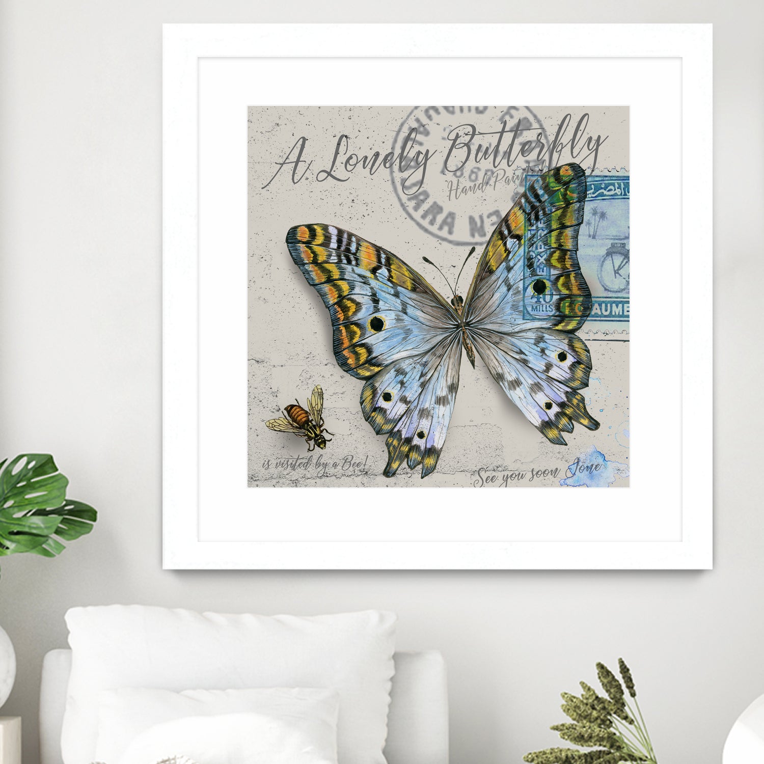 Lonely Butterfly Blue by David Loblaw on GIANT ART - blue photo illustration