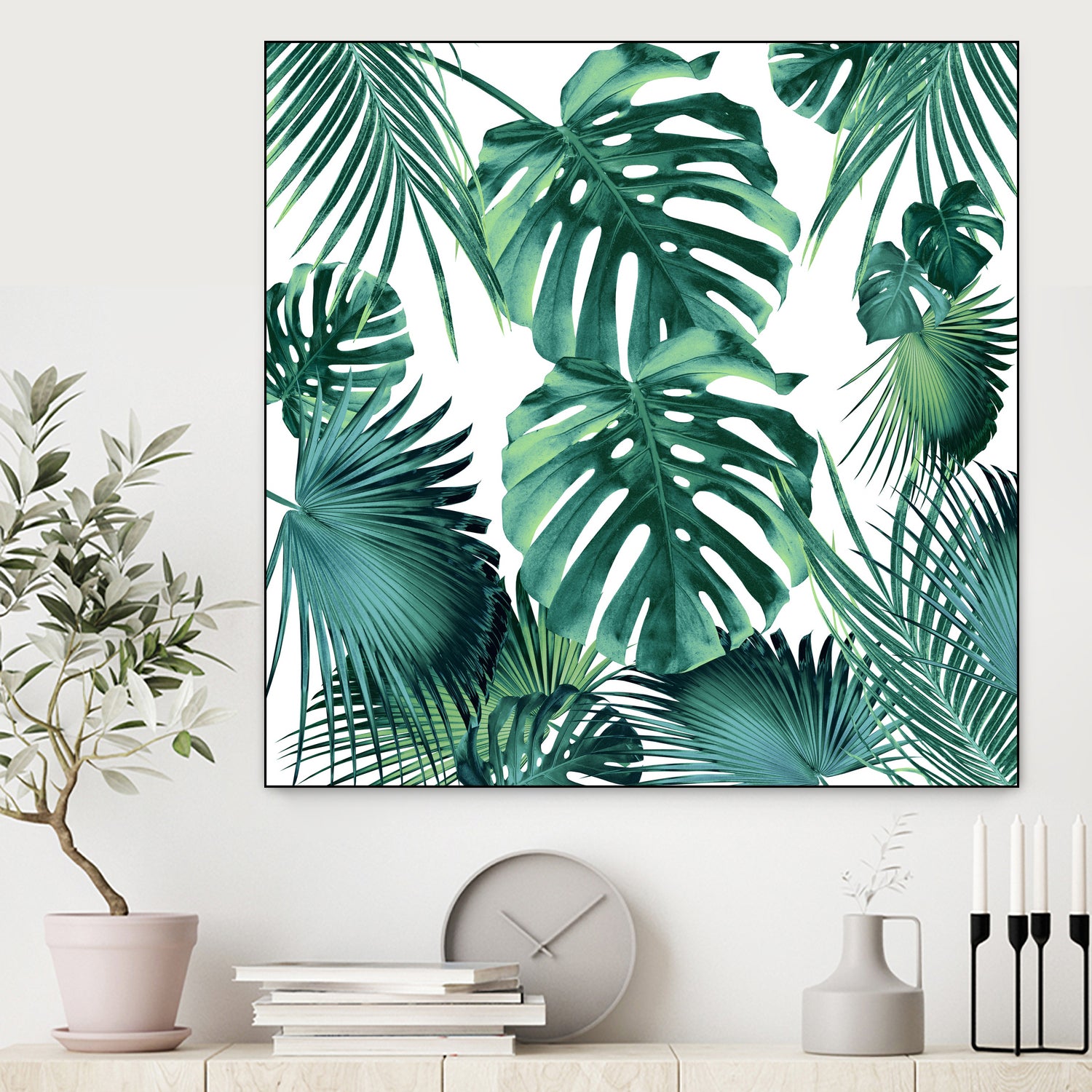 Tropical Summer Leaves Jungle Pattern #1 #tropical #decor by Anita & Bella Jantz on GIANT ART - green photo illustration