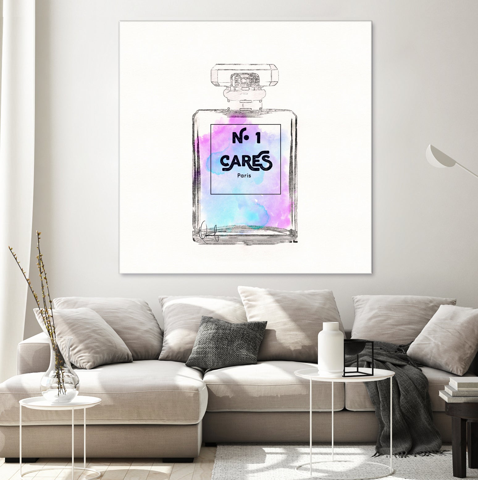 N.1 Cares Perfume-Watercolor by Oriana Cordero on GIANT ART - fuchsia digital drawing