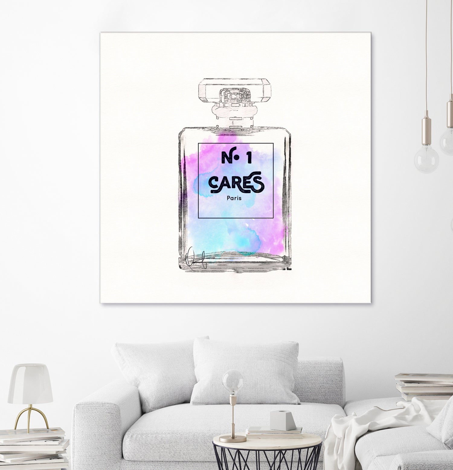 N.1 Cares Perfume-Watercolor by Oriana Cordero on GIANT ART - fuchsia digital drawing