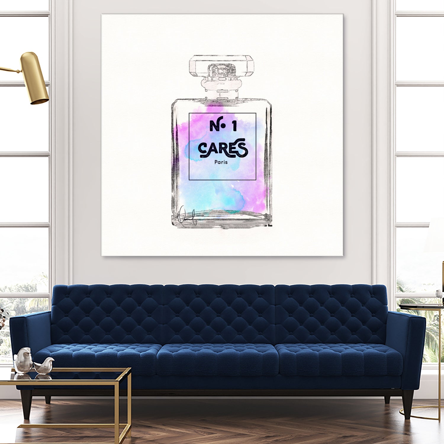 N.1 Cares Perfume-Watercolor by Oriana Cordero on GIANT ART - fuchsia digital drawing