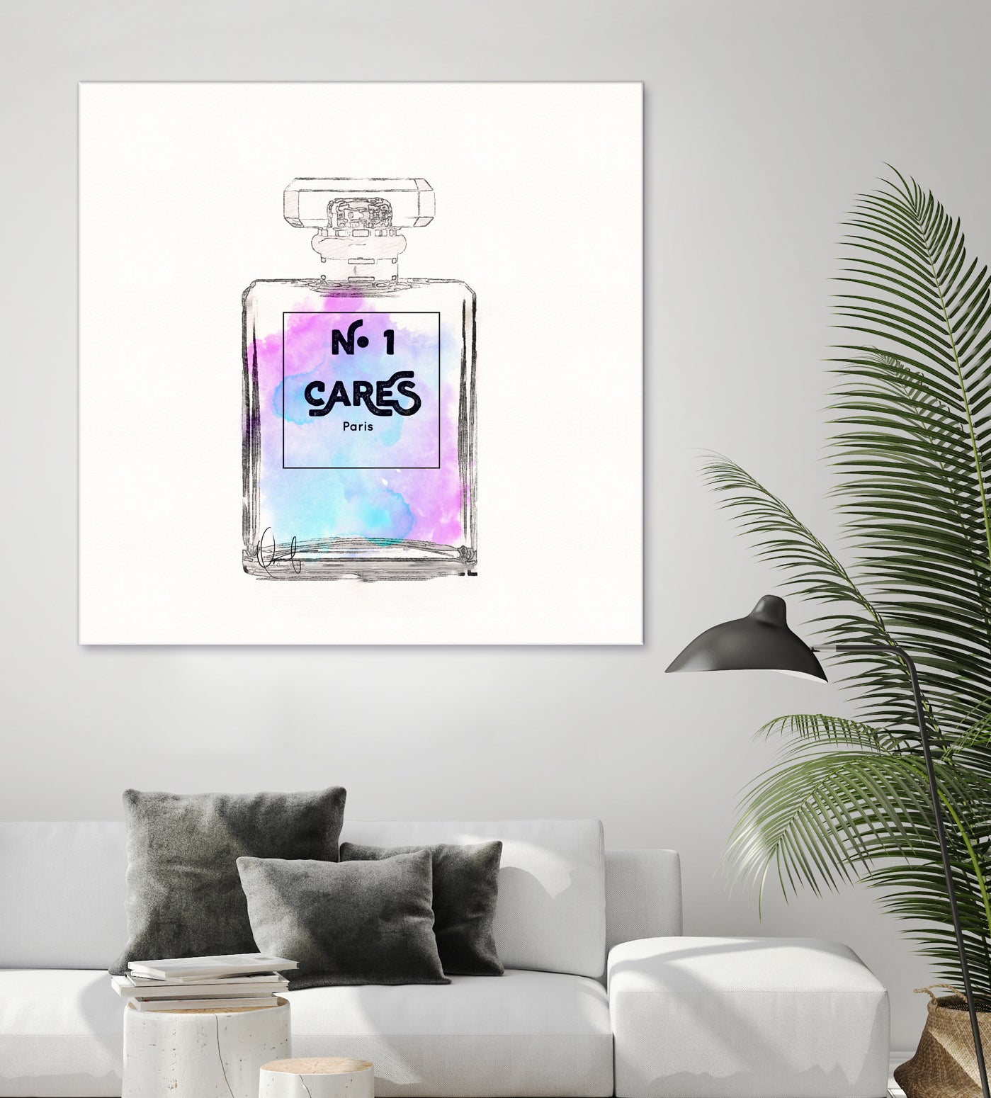 N.1 Cares Perfume-Watercolor by Oriana Cordero on GIANT ART - fuchsia digital drawing