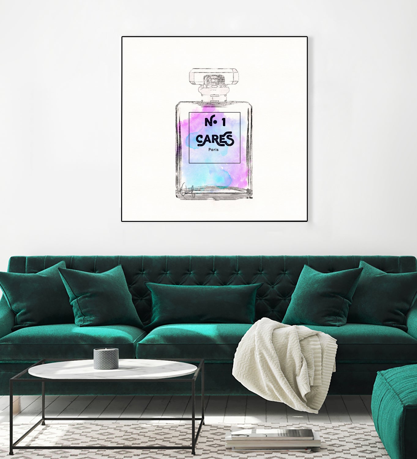 N.1 Cares Perfume-Watercolor by Oriana Cordero on GIANT ART - fuchsia digital drawing