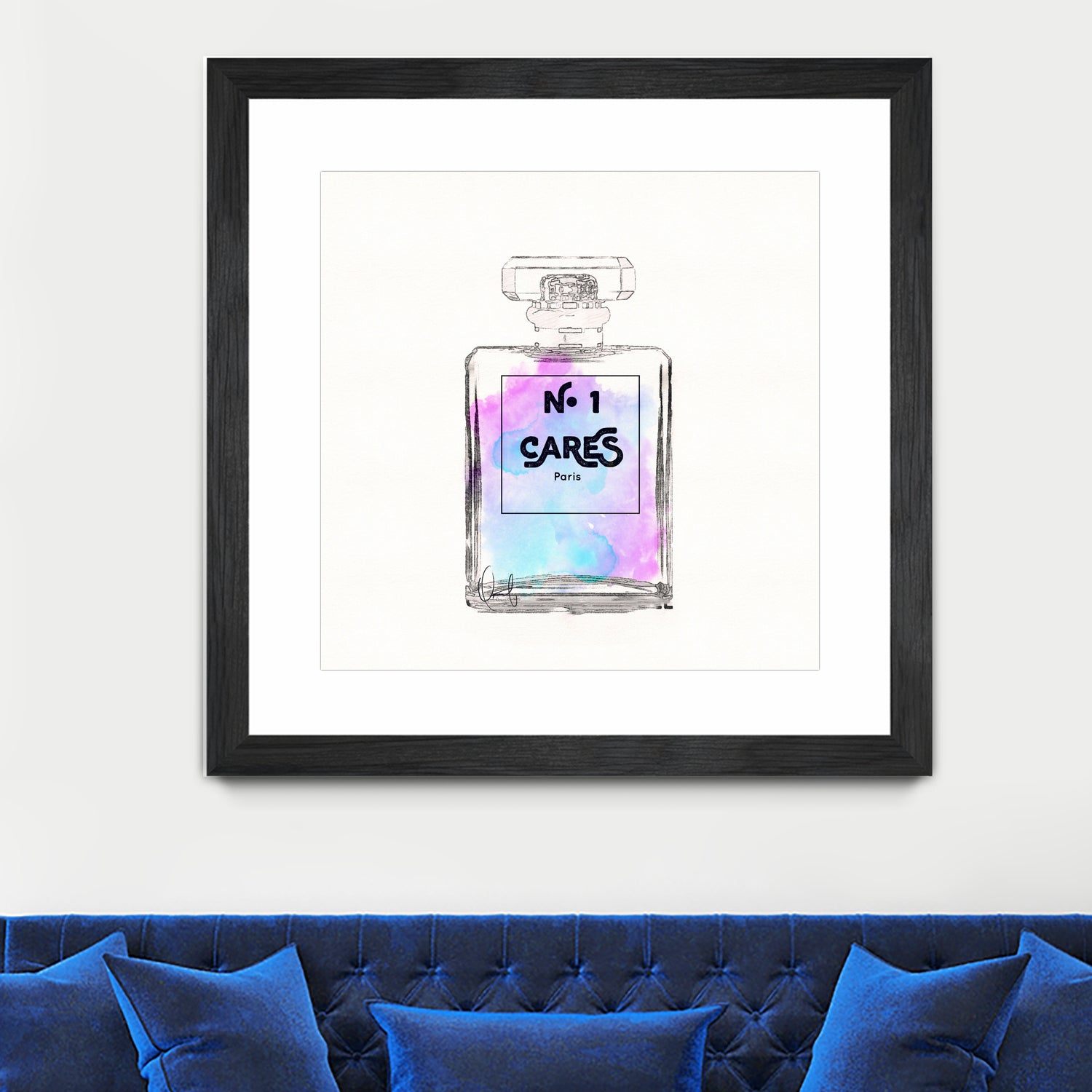 N.1 Cares Perfume-Watercolor by Oriana Cordero on GIANT ART - fuchsia digital drawing