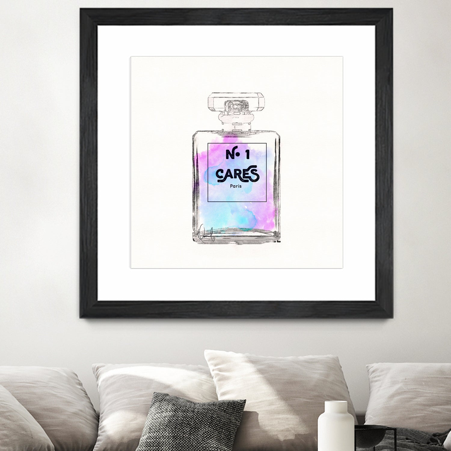 N.1 Cares Perfume-Watercolor by Oriana Cordero on GIANT ART - fuchsia digital drawing