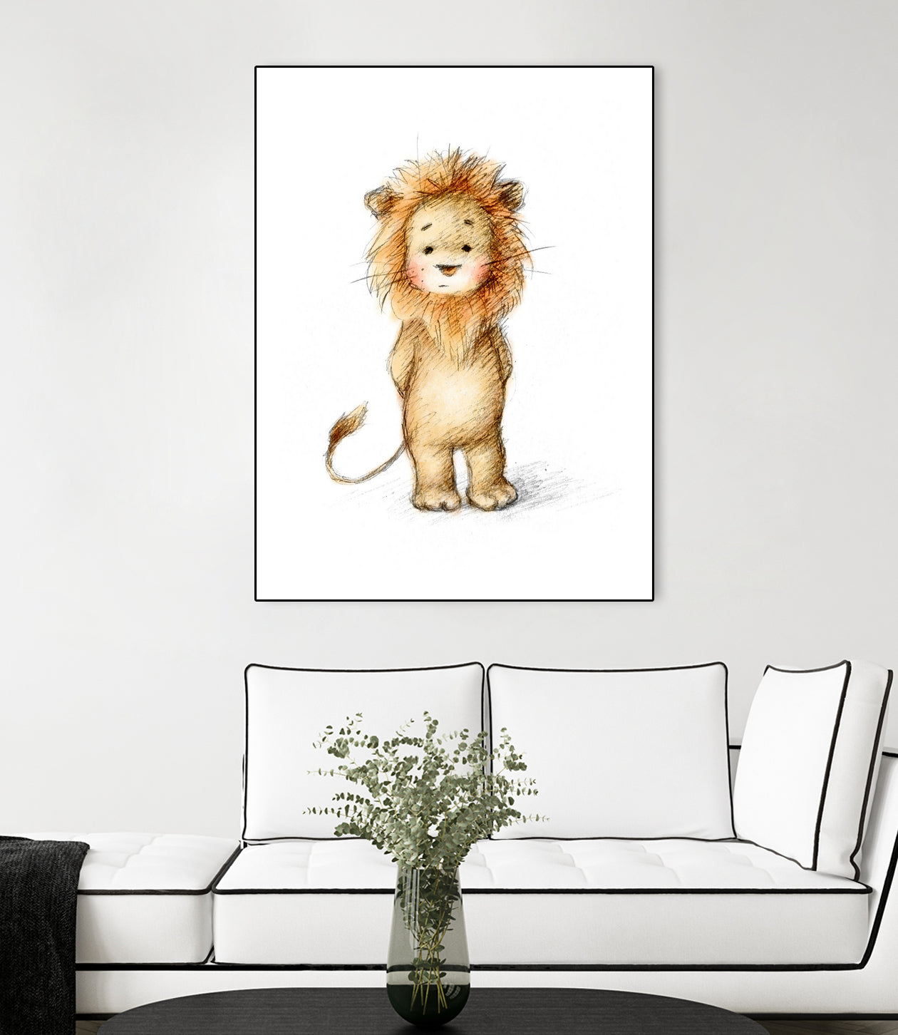 Baby Lion by Anna Abramska on GIANT ART - yellow digital drawing