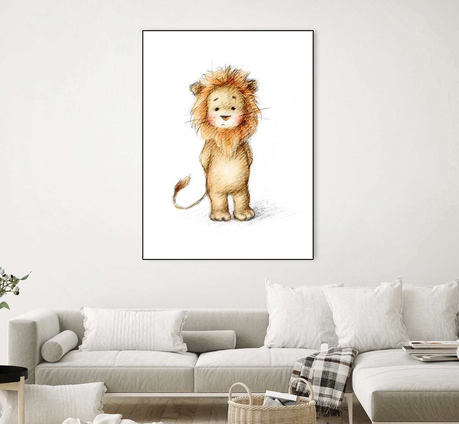 Baby Lion by Anna Abramska on GIANT ART - yellow digital drawing