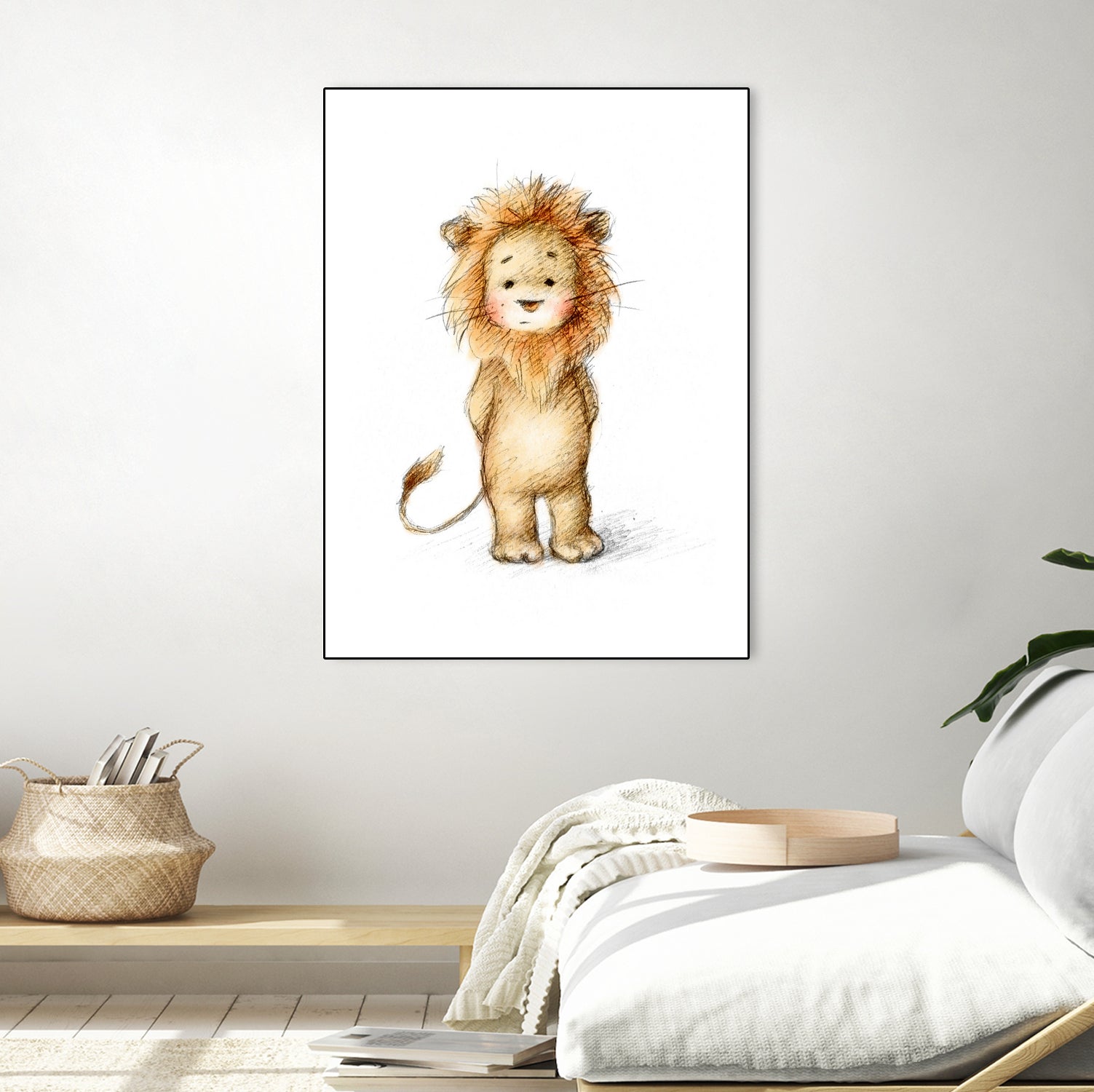 Baby Lion by Anna Abramska on GIANT ART - yellow digital drawing