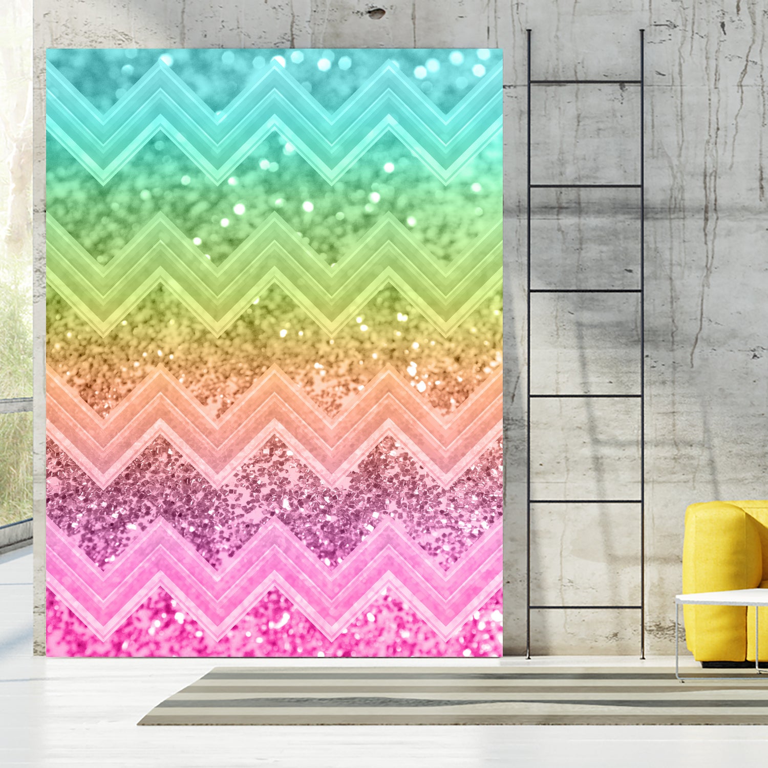 Rainbow Glitter Chevron #1 #shiny #decor #art by Anita & Bella Jantz on GIANT ART - orange photo illustration