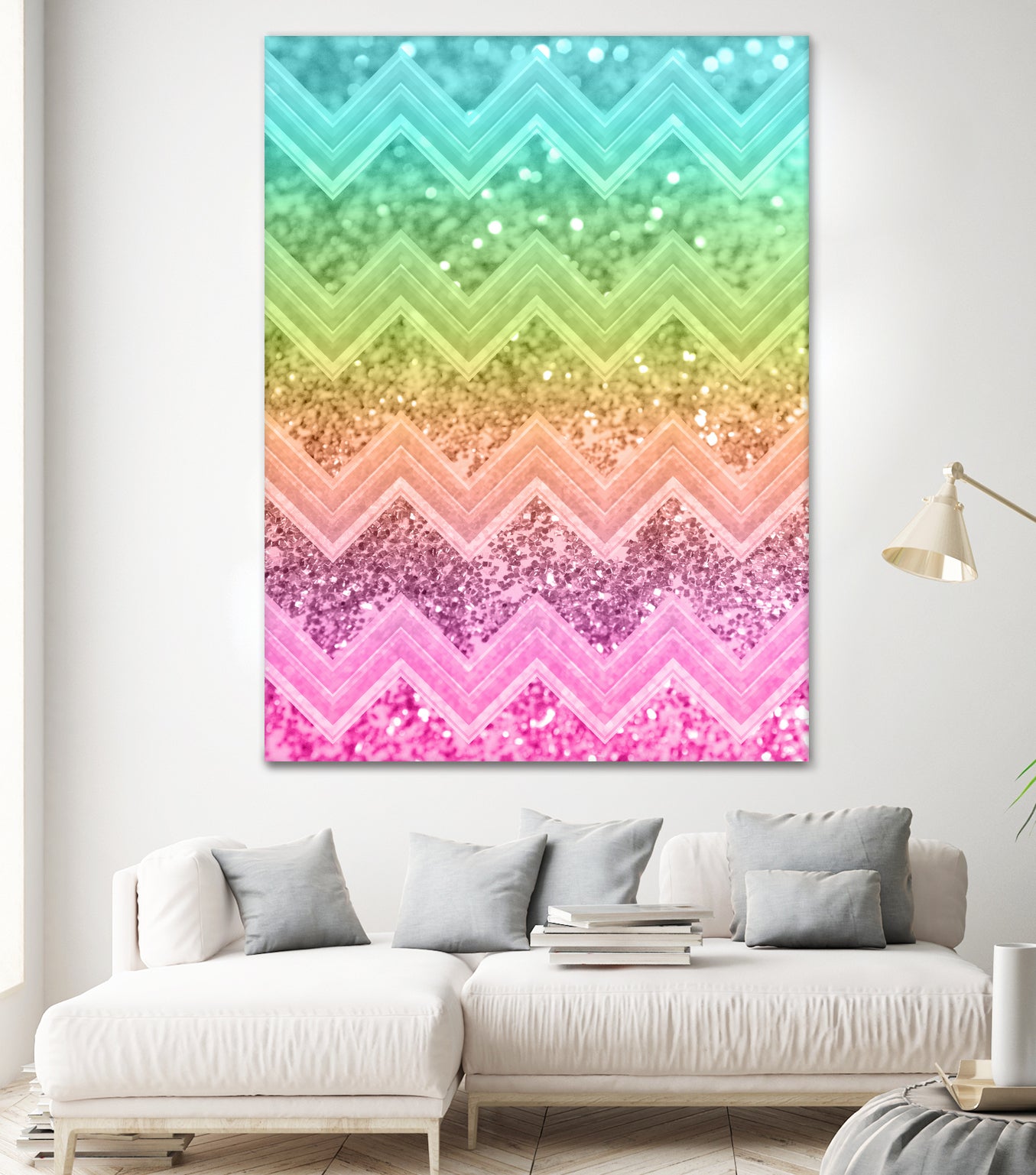 Rainbow Glitter Chevron #1 #shiny #decor #art by Anita & Bella Jantz on GIANT ART - orange photo illustration