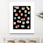 Sushi Roll Maki Nigiri Japanese Food Art by Nic Squirrell on GIANT ART - blue digital painting