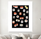 Sushi Roll Maki Nigiri Japanese Food Art by Nic Squirrell on GIANT ART - blue digital painting