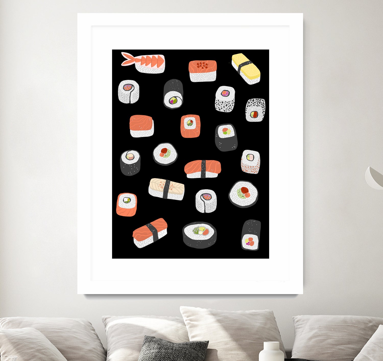 Sushi Roll Maki Nigiri Japanese Food Art by Nic Squirrell on GIANT ART - blue digital painting