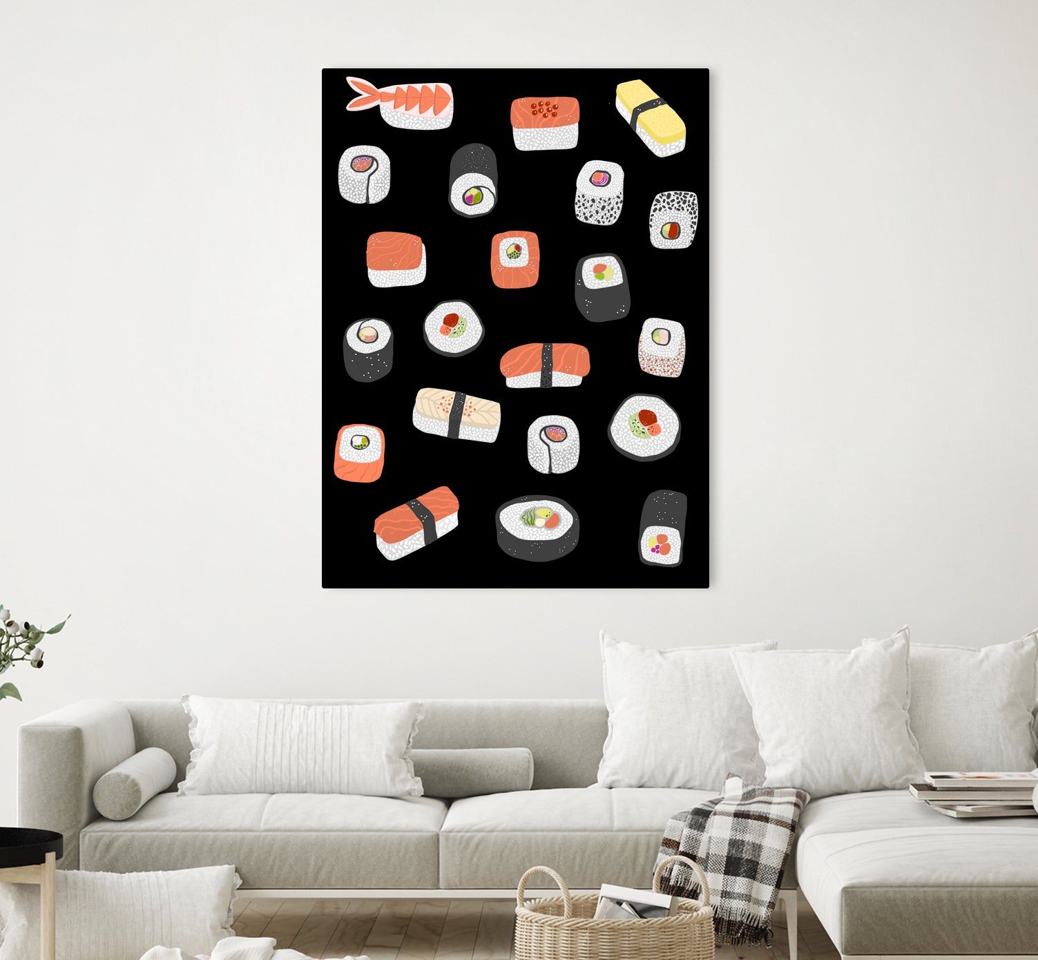 Sushi Roll Maki Nigiri Japanese Food Art by Nic Squirrell on GIANT ART - blue digital painting