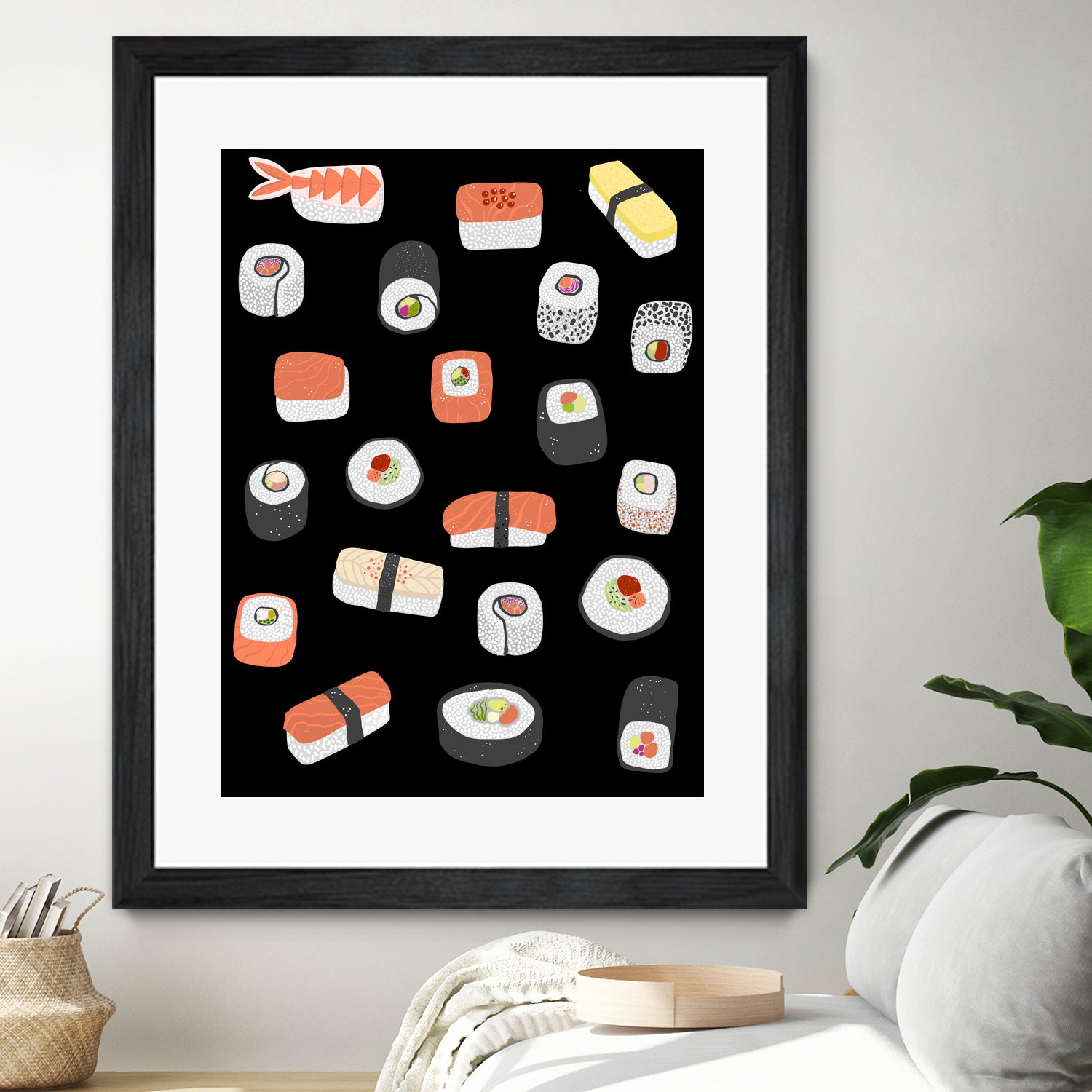 Sushi Roll Maki Nigiri Japanese Food Art by Nic Squirrell on GIANT ART - blue digital painting