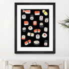 Sushi Roll Maki Nigiri Japanese Food Art by Nic Squirrell on GIANT ART - blue digital painting