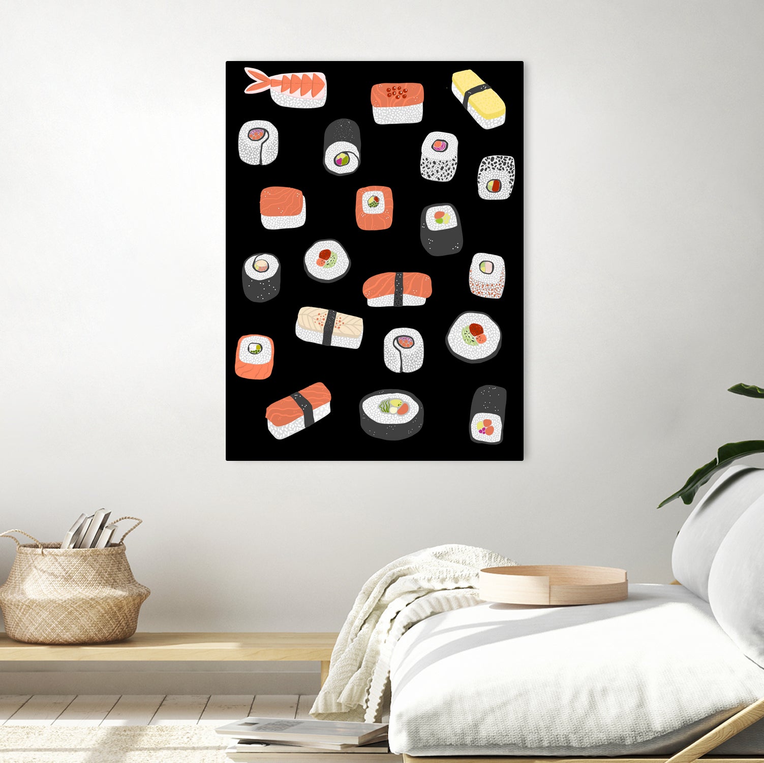 Sushi Roll Maki Nigiri Japanese Food Art by Nic Squirrell on GIANT ART - blue digital painting