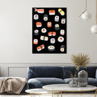 Sushi Roll Maki Nigiri Japanese Food Art by Nic Squirrell on GIANT ART - blue digital painting