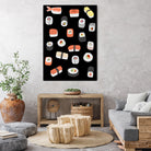 Sushi Roll Maki Nigiri Japanese Food Art by Nic Squirrell on GIANT ART - blue digital painting