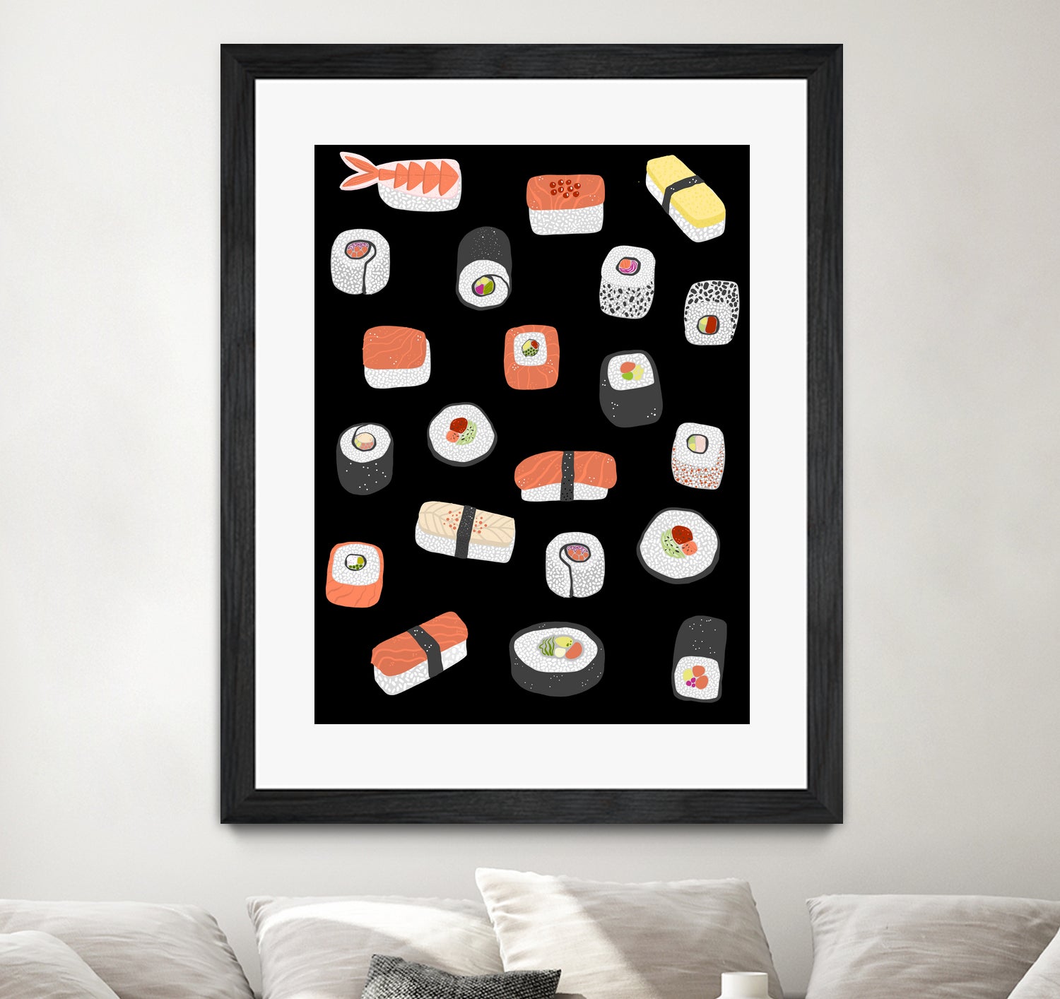 Sushi Roll Maki Nigiri Japanese Food Art by Nic Squirrell on GIANT ART - blue digital painting